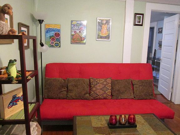 queen size futon couch bed in living room