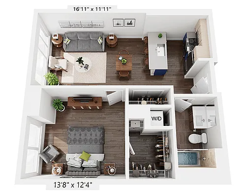 Floor plan One Bedroom A1P