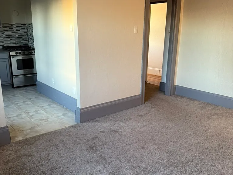 Mainroom, entry to kitchen and front door