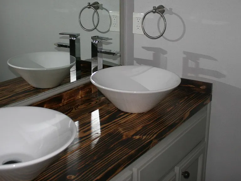 Master ensuite double sink vanity.