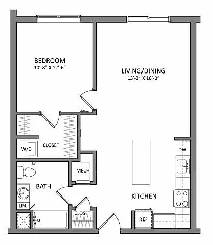 Floor plan Link A1C | 1 Bed | 1 Bath