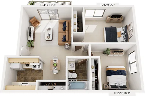 Floor plan Spanish Two Bedroom