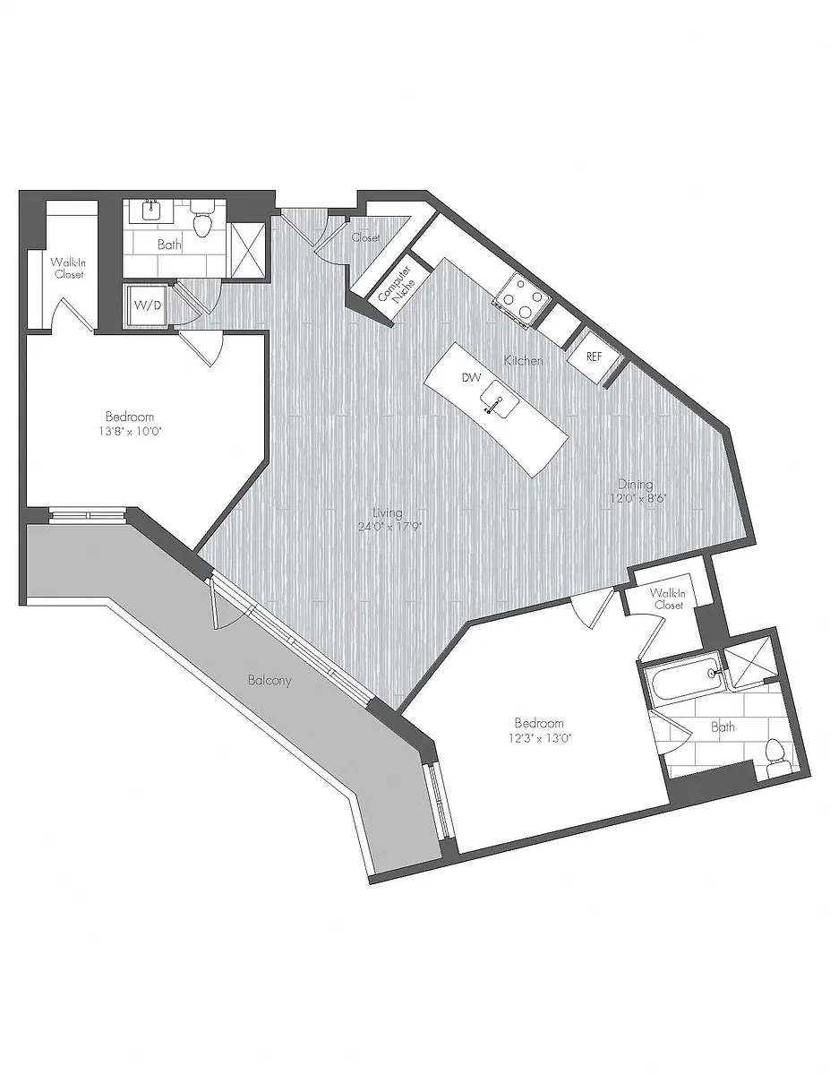 Floor plan 2 Bed 2 Bath - B12