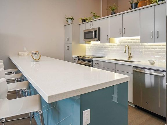 Kitchen close-up. Sparking quartz countertops.