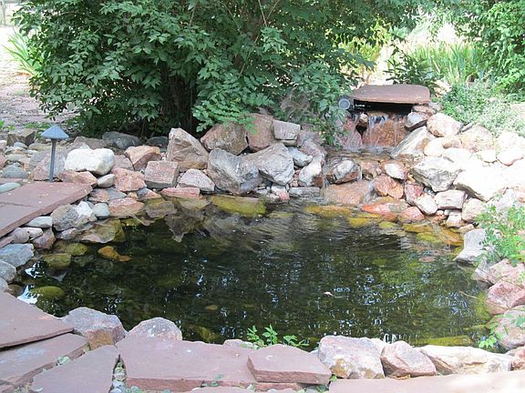 pond and waterfall