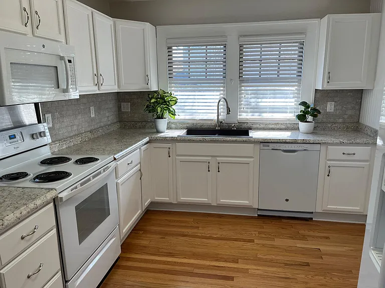 Remodeled kitchen with lots of storage.