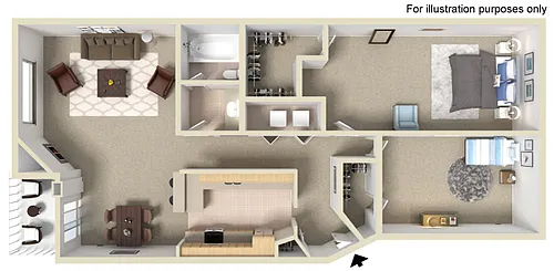 Floor plan 2 Bedroom 1 Bath