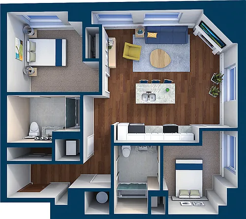 Floor plan Suite Style 15 - 2 Bedroom 2 Bath