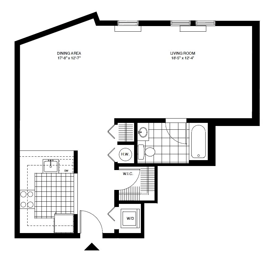 Floor plan P1 Studio (747 SF)