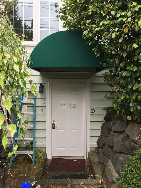 Awning over entrance to C