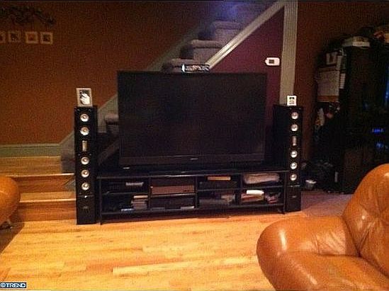 Living room facing stairway