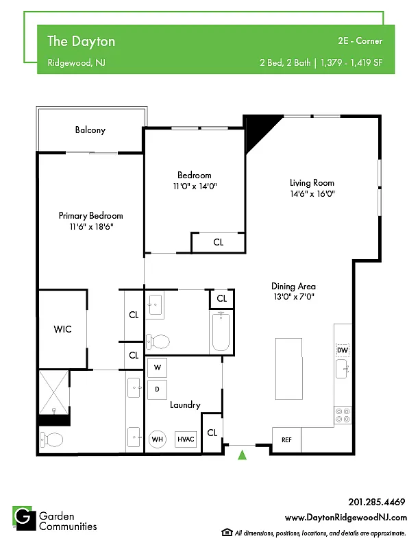 Floor plan $4.45/sq.ft. - 2E - Corner Unit