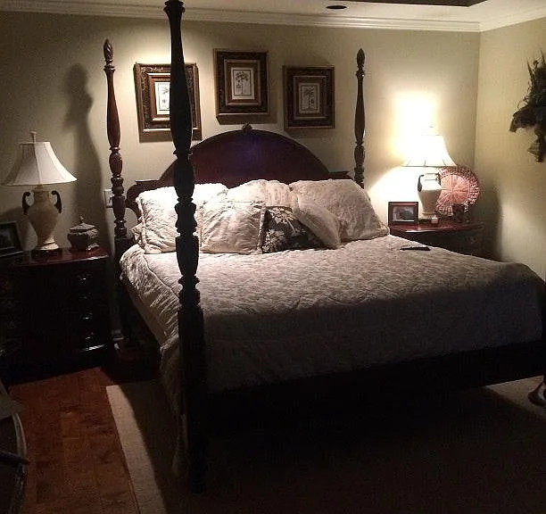 SAMPLE FURNISHINGS in Upstairs Master Bedroom; plenty of space for King Size Bed, Armoire, Dressers and Night Stands!