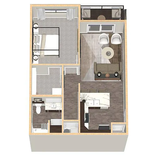 Floor plan 1 Bed, 1 Bath B1