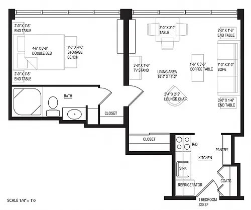 Floor plan 1 Bedroom Apartment