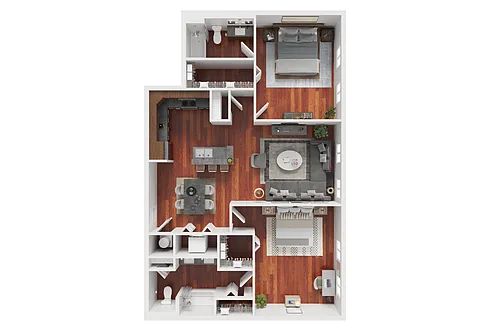 Floor plan 2BD, 2BTH B 1