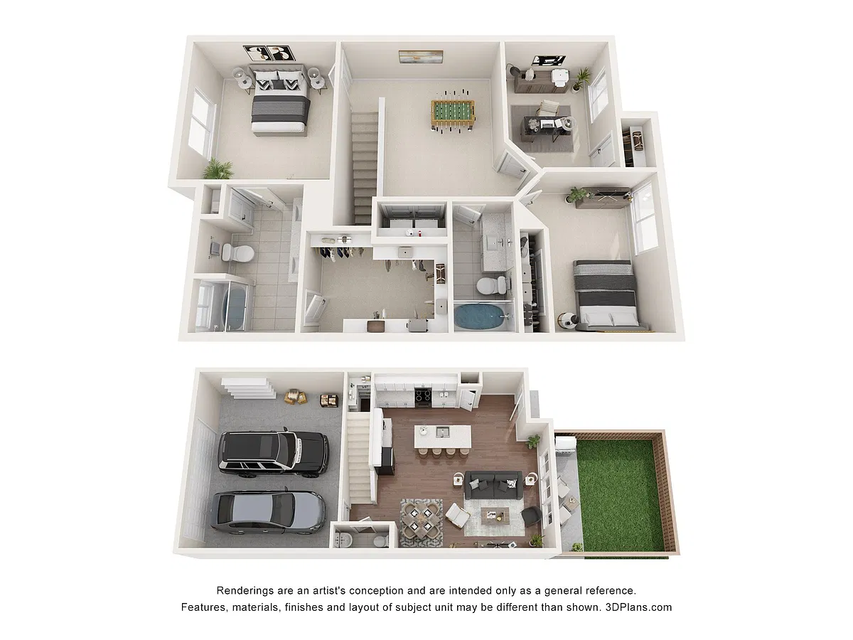Floor plan B3 - 2BR w/ Den