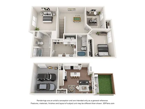 Floor plan B3 - 2BR w/ Den