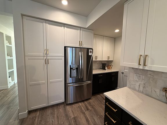 Fridge and cabinets