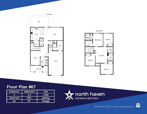 Floor plan Four Bedroom Home with Garage