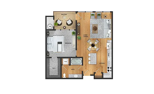 Floor plan 1 Bedroom, 1 Bathroom