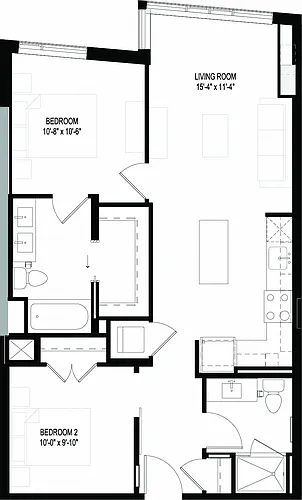Floor plan Two Bedrooms/Two Bathrooms (B08)