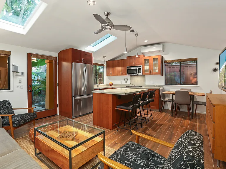 Kitchen with all stainless appliances