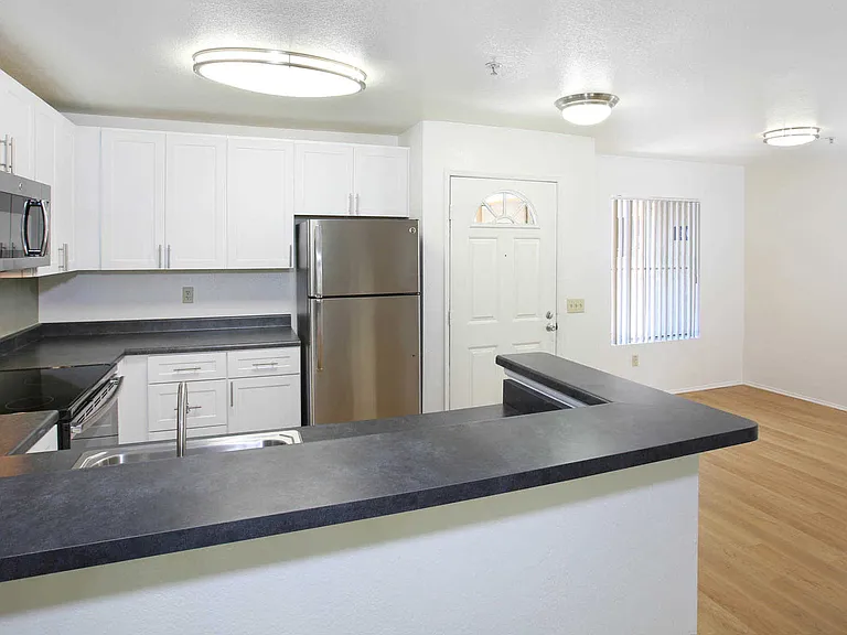 Kitchen and Living Room with Hard Surface Flooring