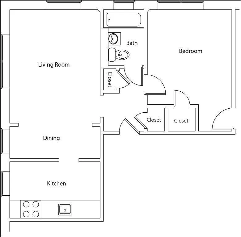Floor plan One Bed One Bath A