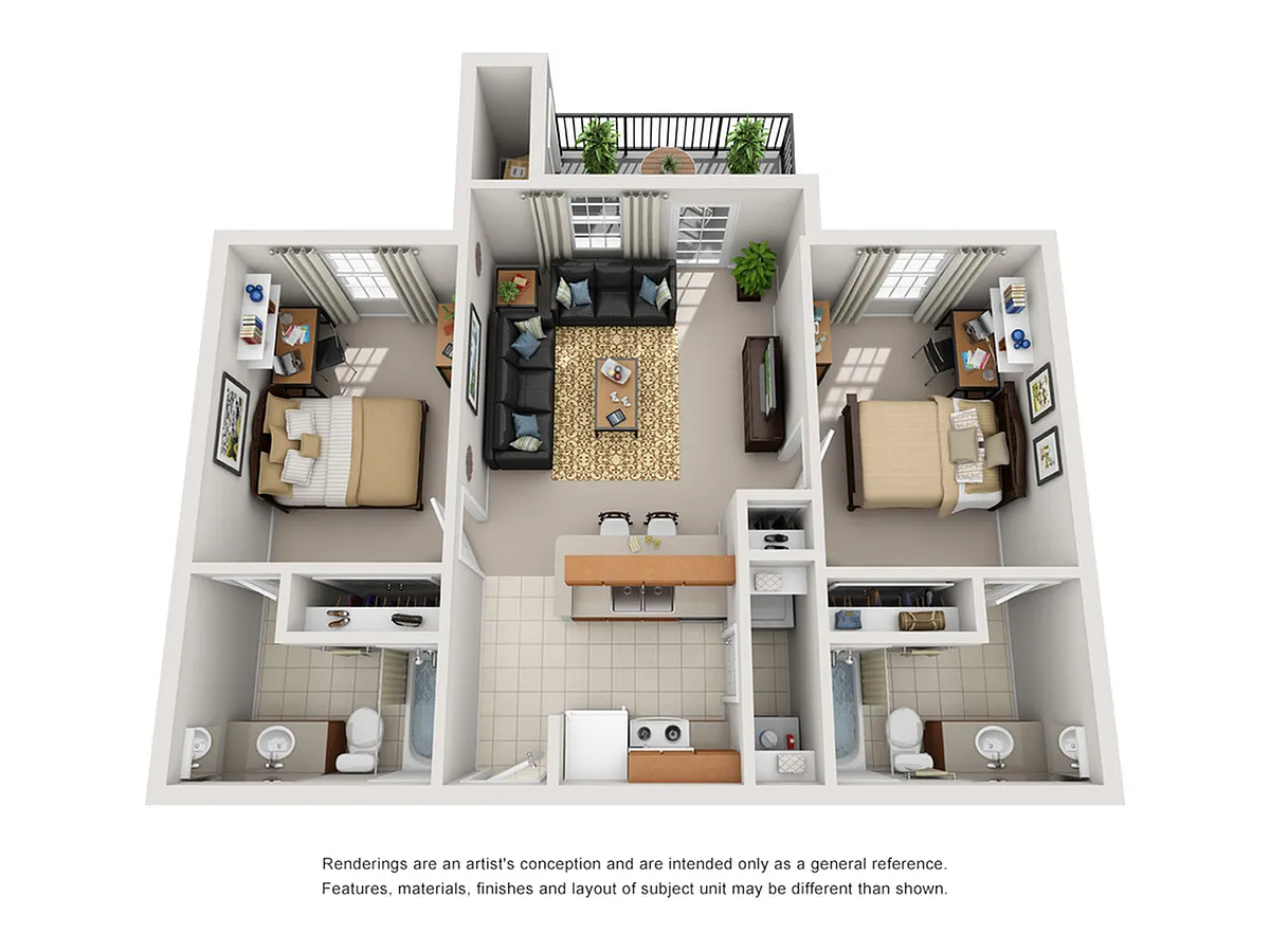Floor plan 2 Bedroom 2 Bathroom