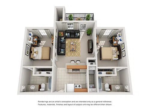 Floor plan 2 Bedroom 2 Bathroom