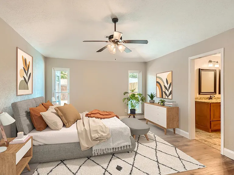 Bedroom 1. This image shows a virtually furnished space. Bedrooms come unfurnished.