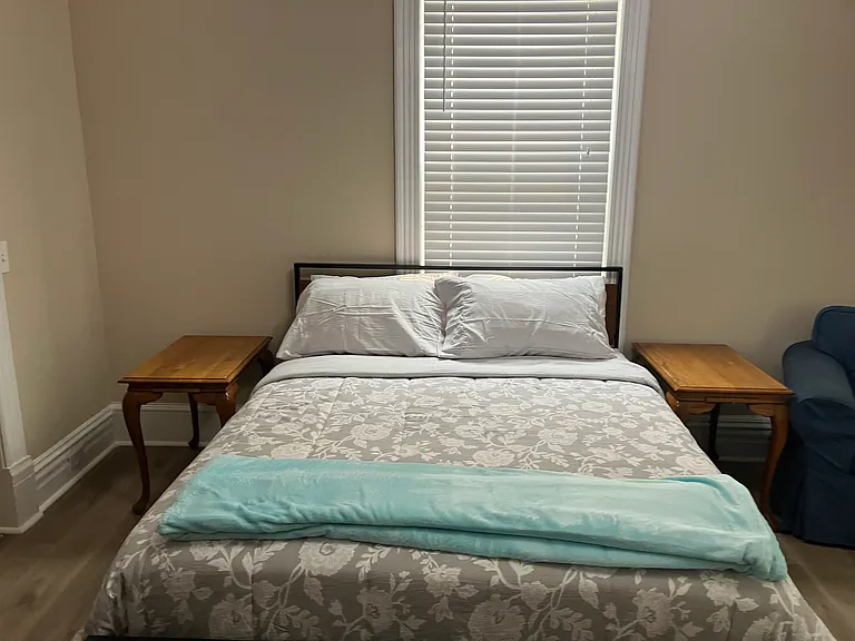 New queen-size bed with hybrid mattress