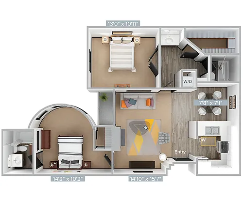 Floor plan D_2B2B_923SF_404-414-Premier