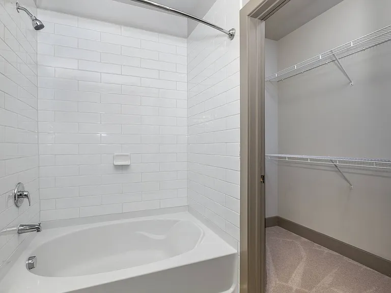 Ceramic Tile Surround in Oversized Soaking Tub and Walk-In Shower