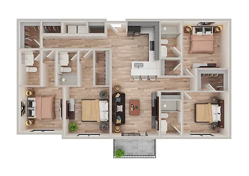 Floor plan D1 - 4X4 Upgraded