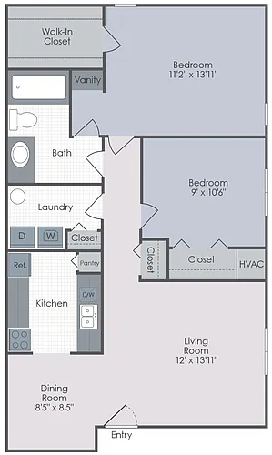 Floor plan 2 Bed 1 Bath