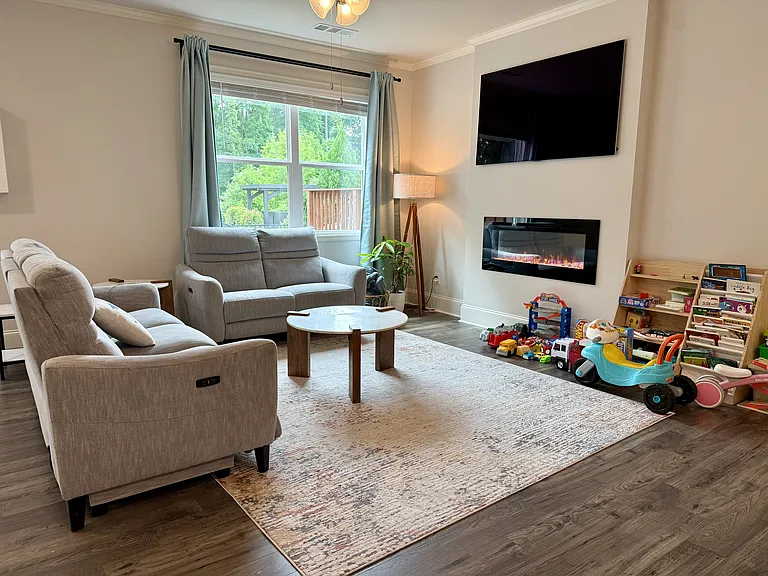 Living room with electric fireplace