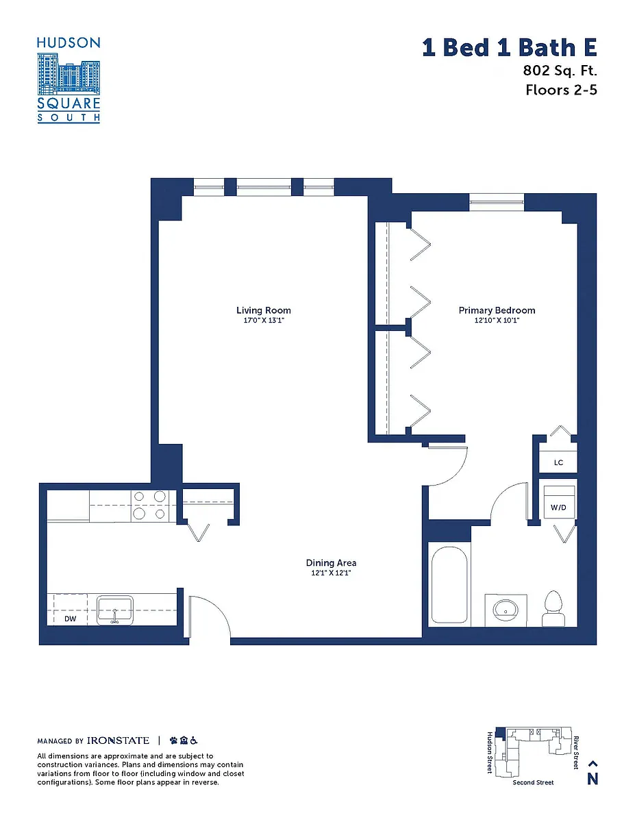 Floor plan 1 Bed 1 Bath E