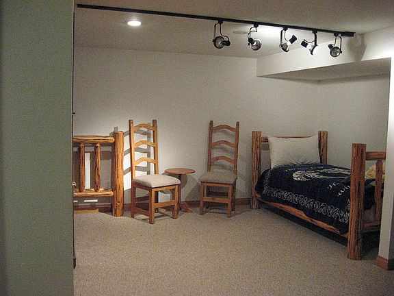 family room in basement