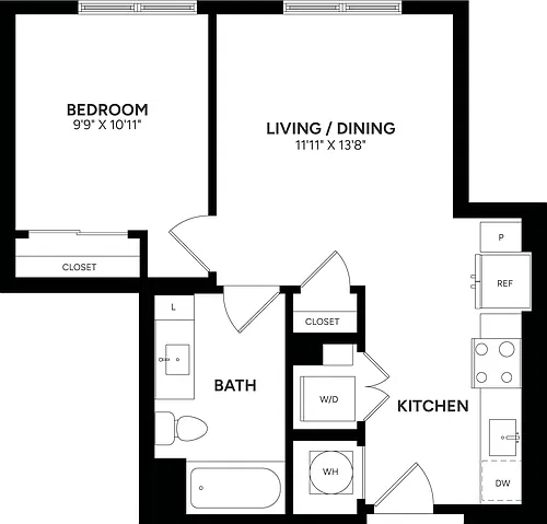 Floor plan Junior 1 Bed/ 1 Bath-A01