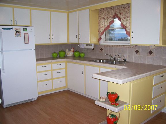 kitchen with new tile ,floor, paint
