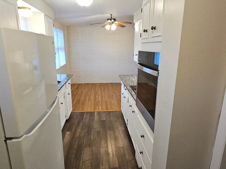 View from the kitchen to the dinning room.