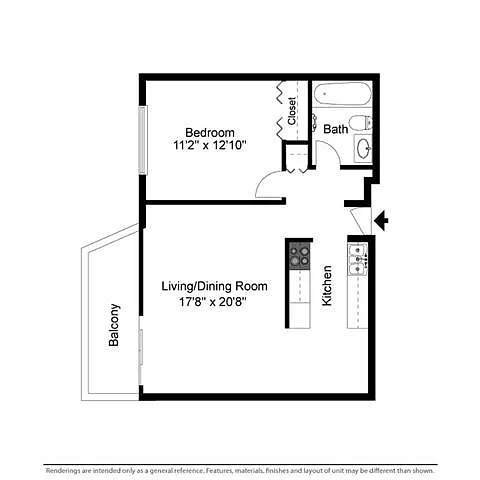 Floor plan 1 Bed 1 Bath
