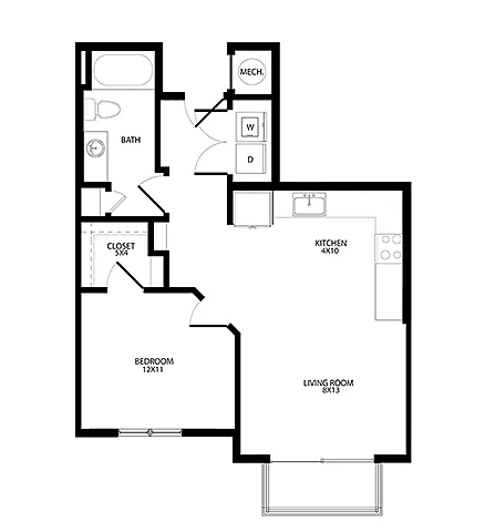 Floor plan One-Bedroom (A1)