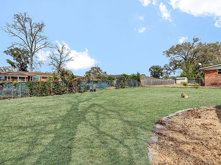 Large fenced backyard