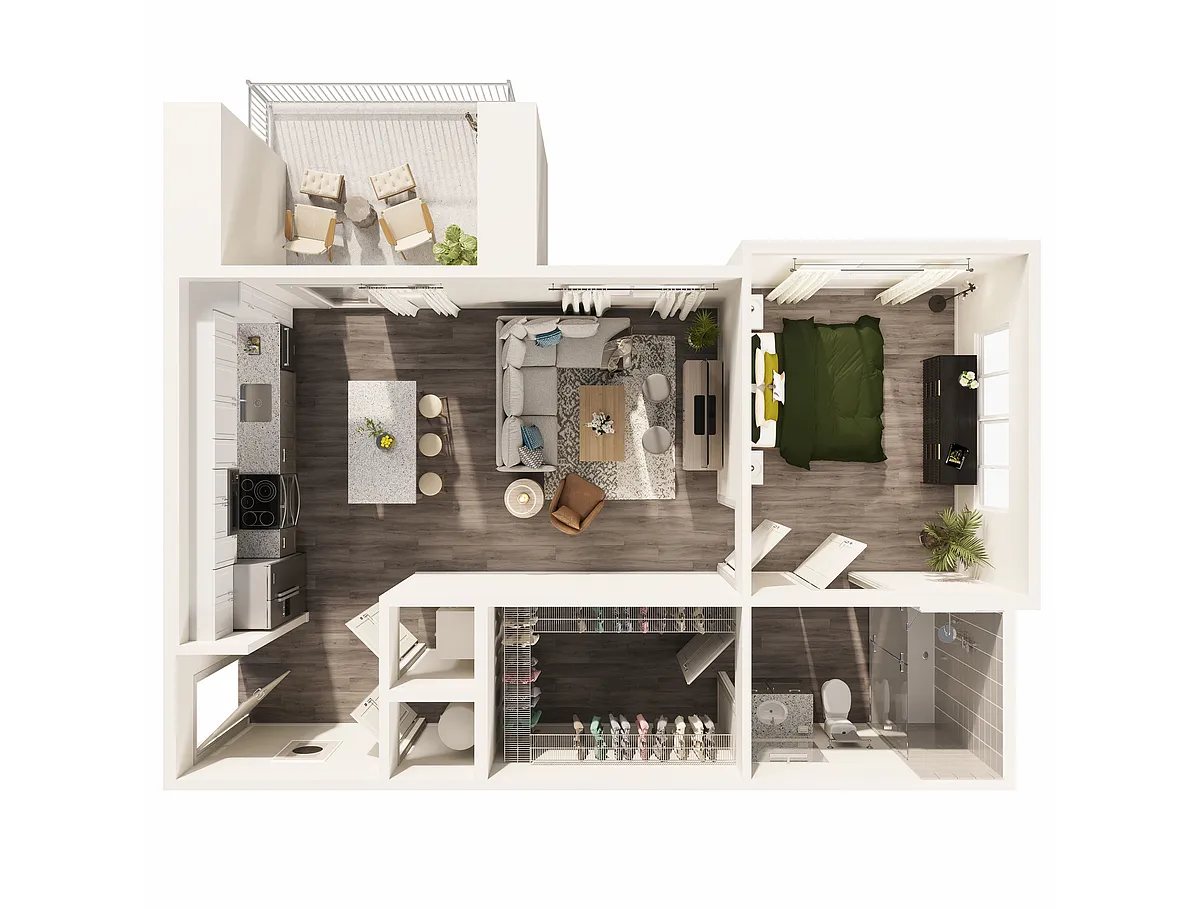 Floor plan 1 Bed, 1 Bath