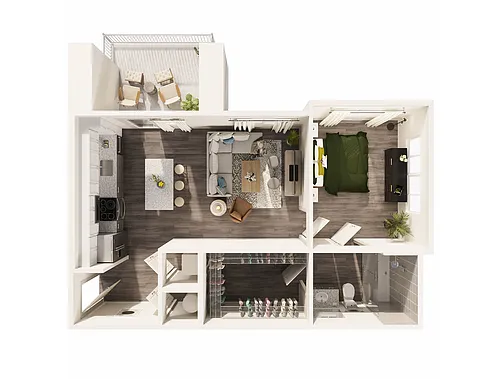 Floor plan 1 Bed, 1 Bath