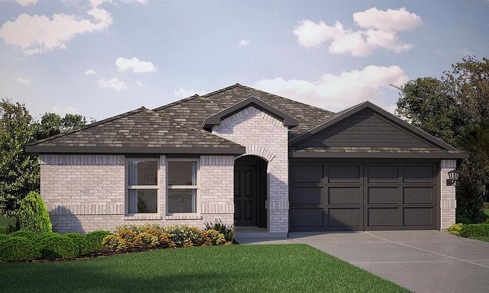 Front Elevation - D.R. Horton''s Fargo floor plan elevation-A- All Home and community information, including pricing, included features, terms, availability and amenities, are subject to change at any time without notice or obligation. All Drawings, pictures, photographs, video, square footages, floor plans, elevations, features, colors and sizes are approximate for illustration purposes only and will vary from the homes as built.