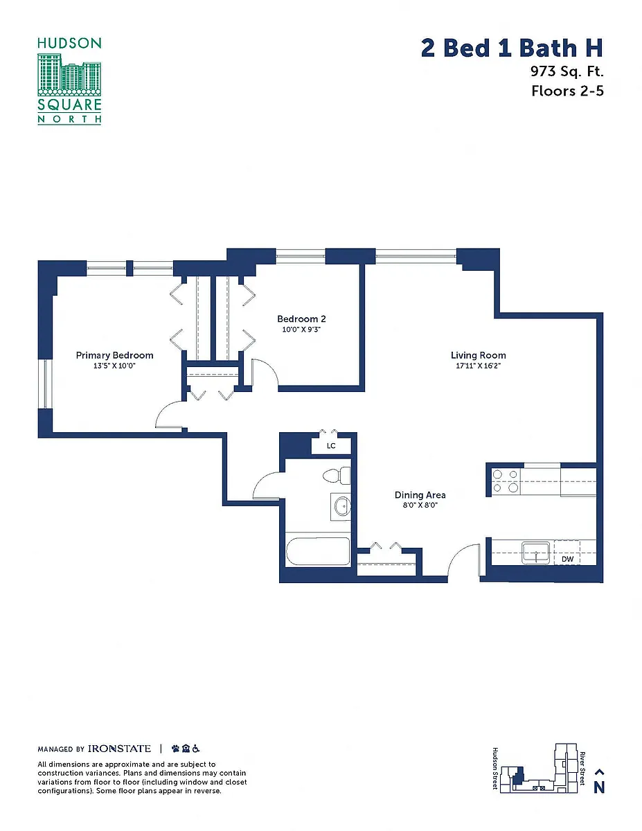 Floor plan 2 Bed 1 Bath H